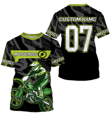 Load image into Gallery viewer, Camo Motocross Personalized Jersey UPF30+ UV Protect, Green Dirt Bike Racing Off-road Riders Racewear| NMS447