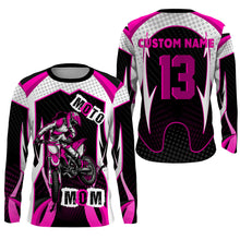 Load image into Gallery viewer, Moto Mom Personalized Jersey UPF30+ Pink Dirt Bike Mom Motocross Racing Shirt Mother's Day Gift NMS1384