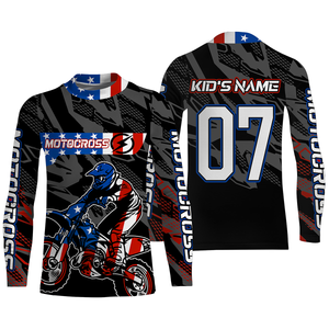 Personalized Patriotic Motocross Jersey UPF30+ US MX Riding Shirt American Off-Road Adult&Kid Jersey| NMS729