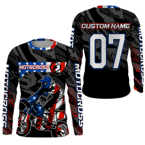 Personalized Patriotic Motocross Jersey UPF30+ US MX Riding Shirt American Off-Road Adult&Kid Jersey| NMS729