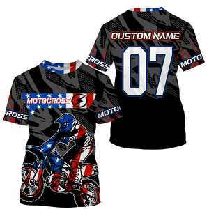 Personalized Patriotic Motocross Jersey UPF30+ US MX Riding Shirt American Off-Road Adult&Kid Jersey| NMS729