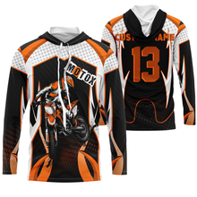 Load image into Gallery viewer, Personalized MotoX jersey UPF30+ orange dirt bike racing motorcycle off-road riders long sleeves| NMS913