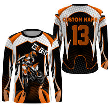 Load image into Gallery viewer, Personalized MotoX jersey UPF30+ orange dirt bike racing motorcycle off-road riders long sleeves| NMS913