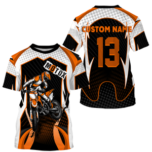 Personalized MotoX jersey UPF30+ orange dirt bike racing motorcycle off-road riders long sleeves| NMS913