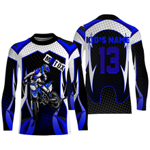 Load image into Gallery viewer, Personalized MotoX jersey UPF30+ blue dirt bike racing motorcycle off-road riders long sleeves| NMS914