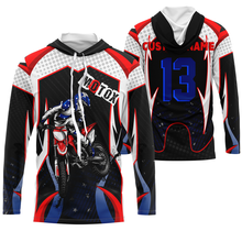 Load image into Gallery viewer, Personalized MotoX Jersey UPF30+ motorcycle blue dirt bike racing off-road riders long sleeve| NMS916