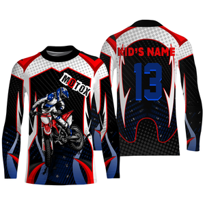 Personalized MotoX Jersey UPF30+ motorcycle blue dirt bike racing off-road riders long sleeve| NMS916