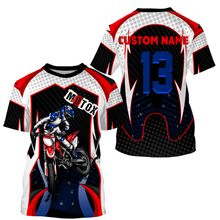 Load image into Gallery viewer, Personalized MotoX Jersey UPF30+ motorcycle blue dirt bike racing off-road riders long sleeve| NMS916