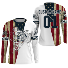 Load image into Gallery viewer, Dirtbike racing jersey UPF30+ custom Patriotic Motocross off-road American flag motorcycle racewear NMS929