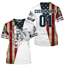 Load image into Gallery viewer, Dirtbike racing jersey UPF30+ custom Patriotic Motocross off-road American flag motorcycle racewear NMS929