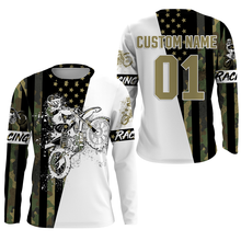 Load image into Gallery viewer, Kid&amp;Adult Dirtbike racing jersey UPF30+ custom Patriotic Motocross offroad American flag motorcycle NMS930