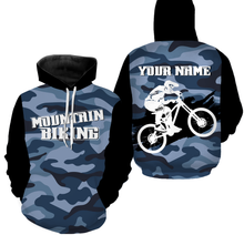 Load image into Gallery viewer, Unisex Mountain Biking Jersey - Custom Name Blue Camo MTB Jersey Cycling Shirt for Cyclist Bike Riders JTS415