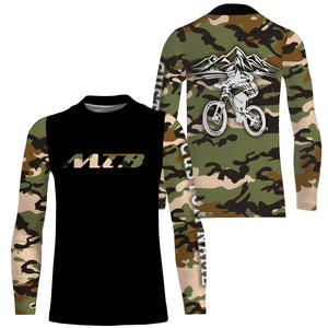 MTB Jersey Long Sleeve Hoodie Shirt, Camo Biking Cycling Shirt, Mountain Biking Shirt Biking Clothing| JTS445