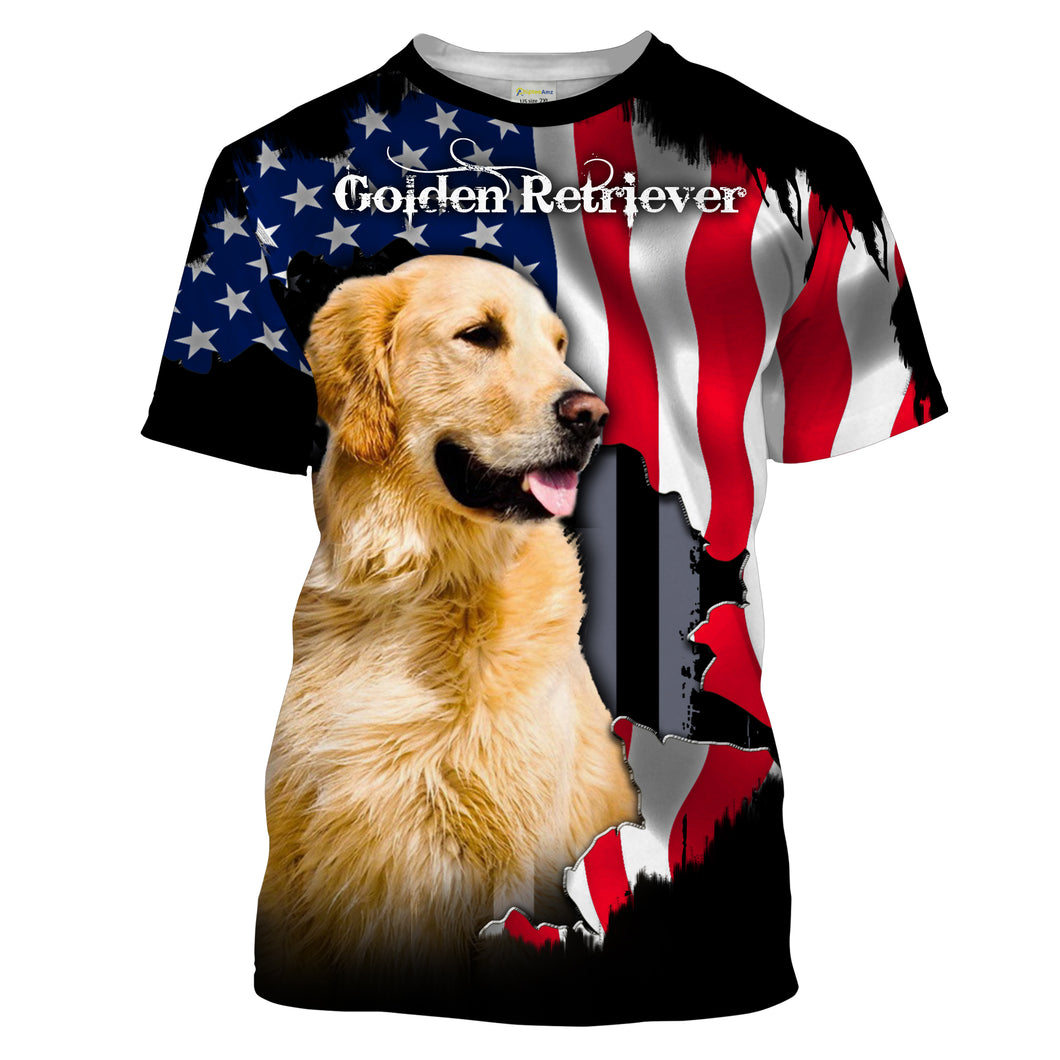 Dog 3D Shirt| Labrador Retriever & American Flag Printed T-shirt| Unisex Dog Lover Shirt| JTSD152 A02M06