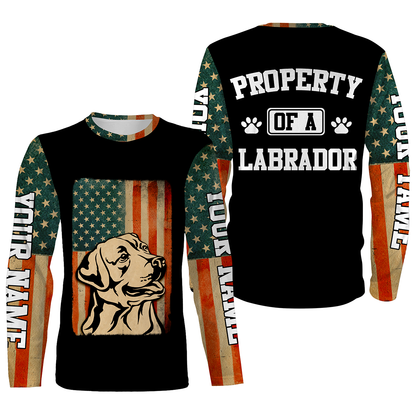 American Labrador Retriever Owner Shirt Patriotic Gift| Property Of A Labrador Shirt Hoodie Long Sleeve JTSD340