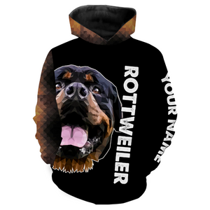 Love Rottweiler Personalized Hoodie Long Sleeve| Custom Rottweiler Shirt for Rottweiler Lover Dog Dad Dog Mom| JTSD265