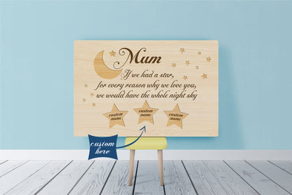 Personalized Canvas| Mum- Whole Night Sky Custom Children's Name Canvas Wall Art| Birthday Gifts for Her, Mother, Mom T171