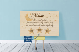 Personalized Canvas| Mum- Whole Night Sky Custom Children's Name Canvas Wall Art| Birthday Gifts for Her, Mother, Mom T171