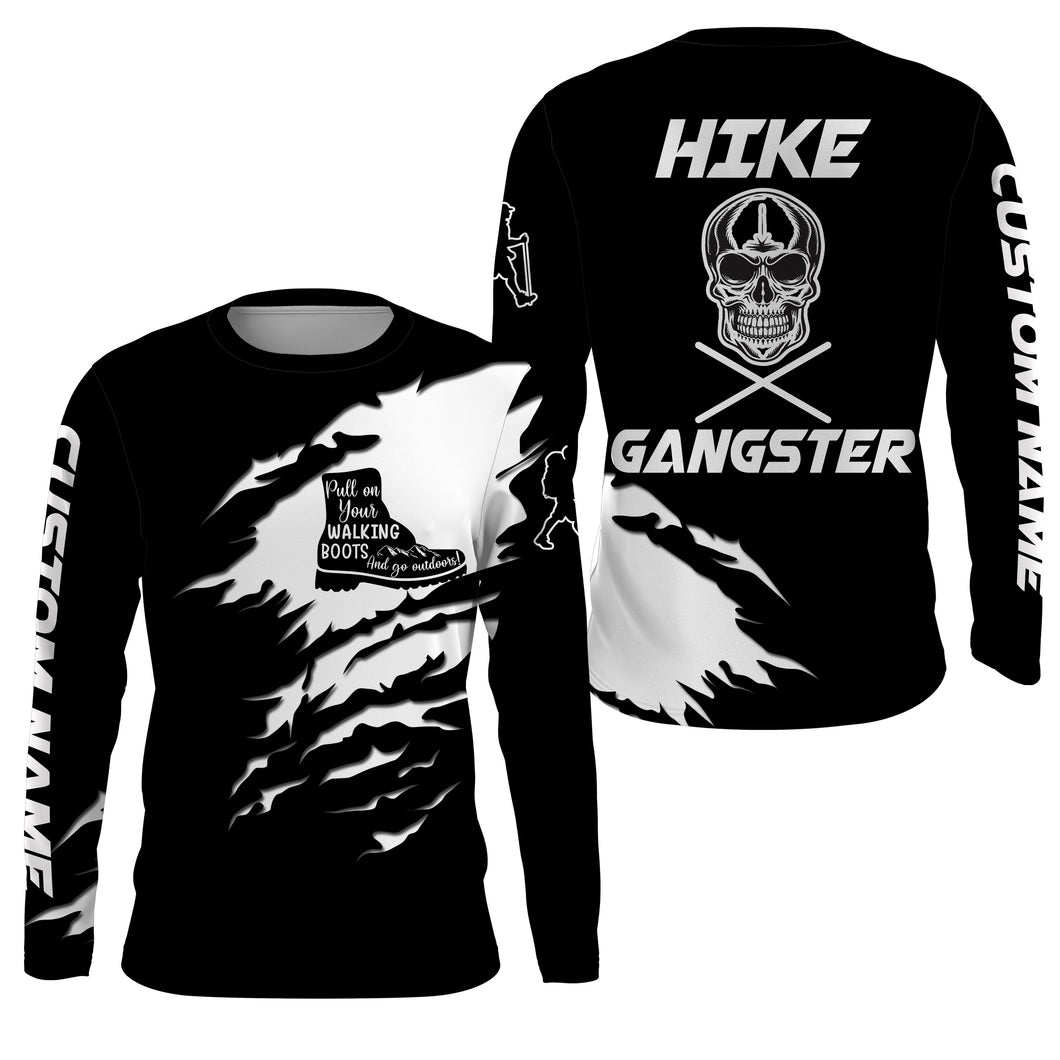 Personalized 3D Funny Hiker Shirts for Men| Men’s Skull Hike Gangster Long Sleeve UPF 30+ Go Outdoor Activities SP8