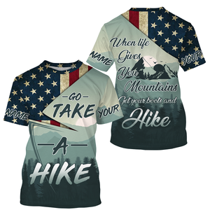 Personalized Name 3D Printed Shirt Take A Hike Patriotic Hiking Shirts for Men, Women, Hikers| SP39