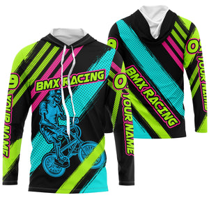 Custom adult kid BMX jersey UPF30+ Skull cycling shirt Green off-road bike shirt Bicycle clothes| SLC34