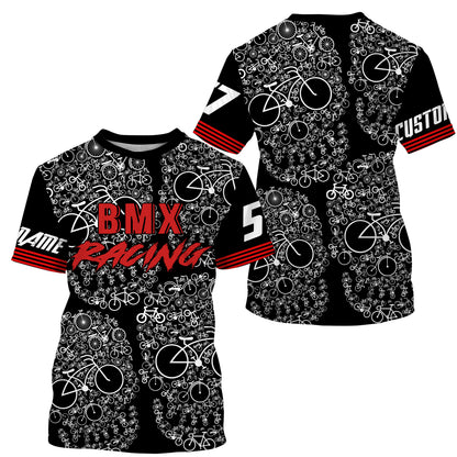 Personalized Skull BMX jersey adult kid bike shirts UPF30+ extreme racewear Cycling bicycle clothes| SLC41