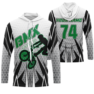 Personalized adult kid BMX racing jersey UPF30+ green freestyle bike shirt offroad Cycling racewear| SLC36