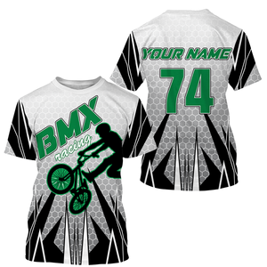 Personalized adult kid BMX racing jersey UPF30+ green freestyle bike shirt offroad Cycling racewear| SLC36