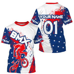 Patriotic BMX jersey Personalized UPF30+ USA Cycling gear American adult kid BMX bike shirt| SLC23