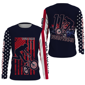 American BMX racing jersey Custom patriotic UPF30+ enduro riding gear Adult kid cycling shirt| SLC30