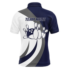 Load image into Gallery viewer, Navy Bowling Polo Shirt Men Custom Bowling Shirt For Men Bowling Jersey for Team Bowling Gift BDT25