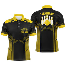 Load image into Gallery viewer, Yellow Bowling Polo Shirt for Men Custom Bowling Jersey With Name Bowling Team Shirt For Men BDT66