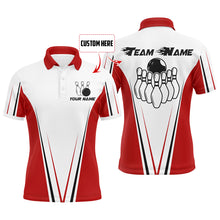 Load image into Gallery viewer, Red And White Men Bowling Shirt Personalized Custom Name Bowling Polo Shirt for Team Bowler Jersey BDT16