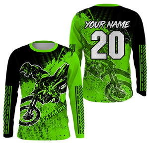 Green Motocross kid men women jersey custom UPF30+ extreme off-road dirt bike shirt motorcycle PDT330