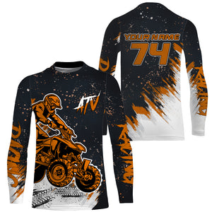 Personalized ATV Motocross Jersey Men UPF30+ Orange Quad Bike Shirt Extreme Off-Road ATV MX Racing PDT570