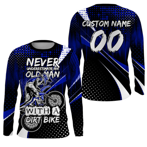 Blue Motocross Jersey Personalized UPF30+ Dirt Bike Shirt Men Women Kid MX Racing Motorcycle Jersey PDT546