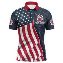 Load image into Gallery viewer, American Flag Bowling Jersey For Men Custom Polo Bowling Shirt Patriotic Bowling Shirt For Team BDT29