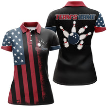 Load image into Gallery viewer, American Flag Bowling Polo Shirt Women Custom Bowling Jersey Patriotic Bowling Team League Shirt BDT111