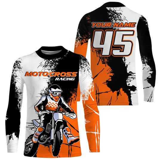MX Jersey Kid Men Women UPF30+ Custom Dirt Bike Shirt Orange Motocross Racing Off-Road Motorcycle PDT593