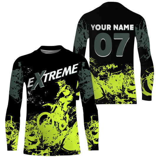 Custom MX Jersey Kid Men Women UPF30+ Green Dirt Bike Off-Road Shirt Motocross Motorcycle Riding PDT597