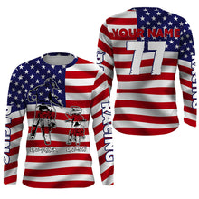 Load image into Gallery viewer, Like Father Like Son Motocross Jersey UPF30+ Custom American Flag MX Dad Shirt Dirt Bike Off-Road PDT488