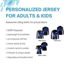 Load image into Gallery viewer, Extreme blue Motocross off-road jersey UPF30+ youth adult custom dirt bike racing shirt PDT339