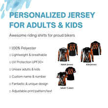 Load image into Gallery viewer, Personalized Motocross jersey kid men women upf30+ off-road orange shirt For biker motorcycle PDT422