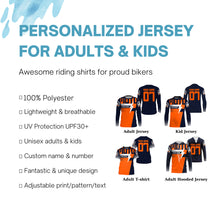 Load image into Gallery viewer, Custom motocross jersey orange UPF30+ men women kid dirt bike racing offroad motorcycle long sleeve NMS999