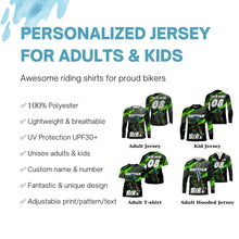 Load image into Gallery viewer, Custom green adult kid MTB jersey UPF30+ Mountain bike shirt youth boys girls cycling clothes mens| SLC230