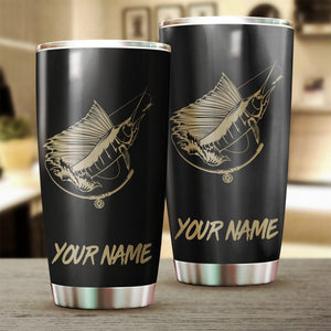 Marlin  fishing Tumbler Cup Customize name Personalized Fishing mug gift for fisherman - IPH945