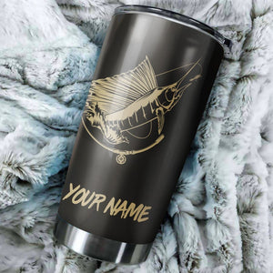 Marlin  fishing Tumbler Cup Customize name Personalized Fishing mug gift for fisherman - IPH945