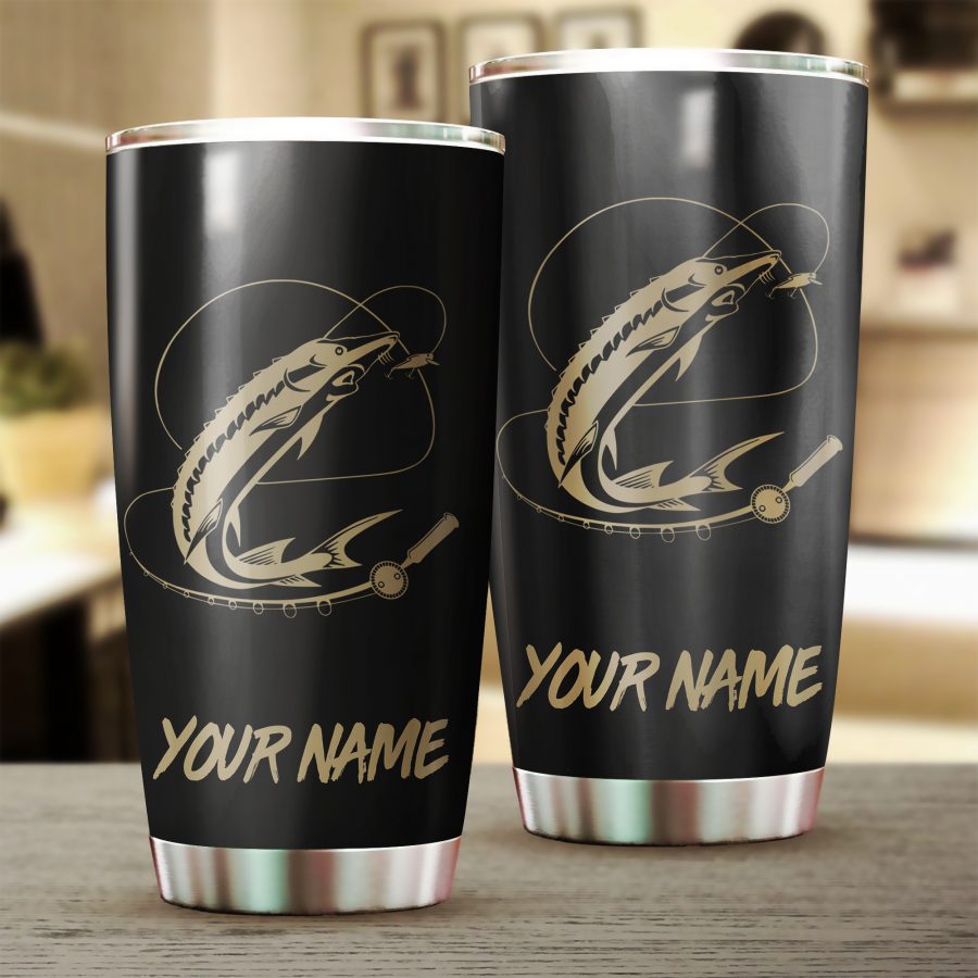 Lake Sturgeon Fishing Tumbler Cup Customize name Personalized Fishing gift for fisherman - IPH978