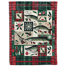 Load image into Gallery viewer, Christmas Pike Fishing Fleece Blanket, Pike Xmas Fishing Gifts For Fishing Lovers IPHW5675