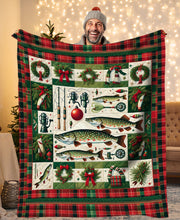 Load image into Gallery viewer, Christmas Northern Pike Fishing Fleece Blanket, Pike Xmas Fishing Gifts For Fishing Lovers IPHW5676